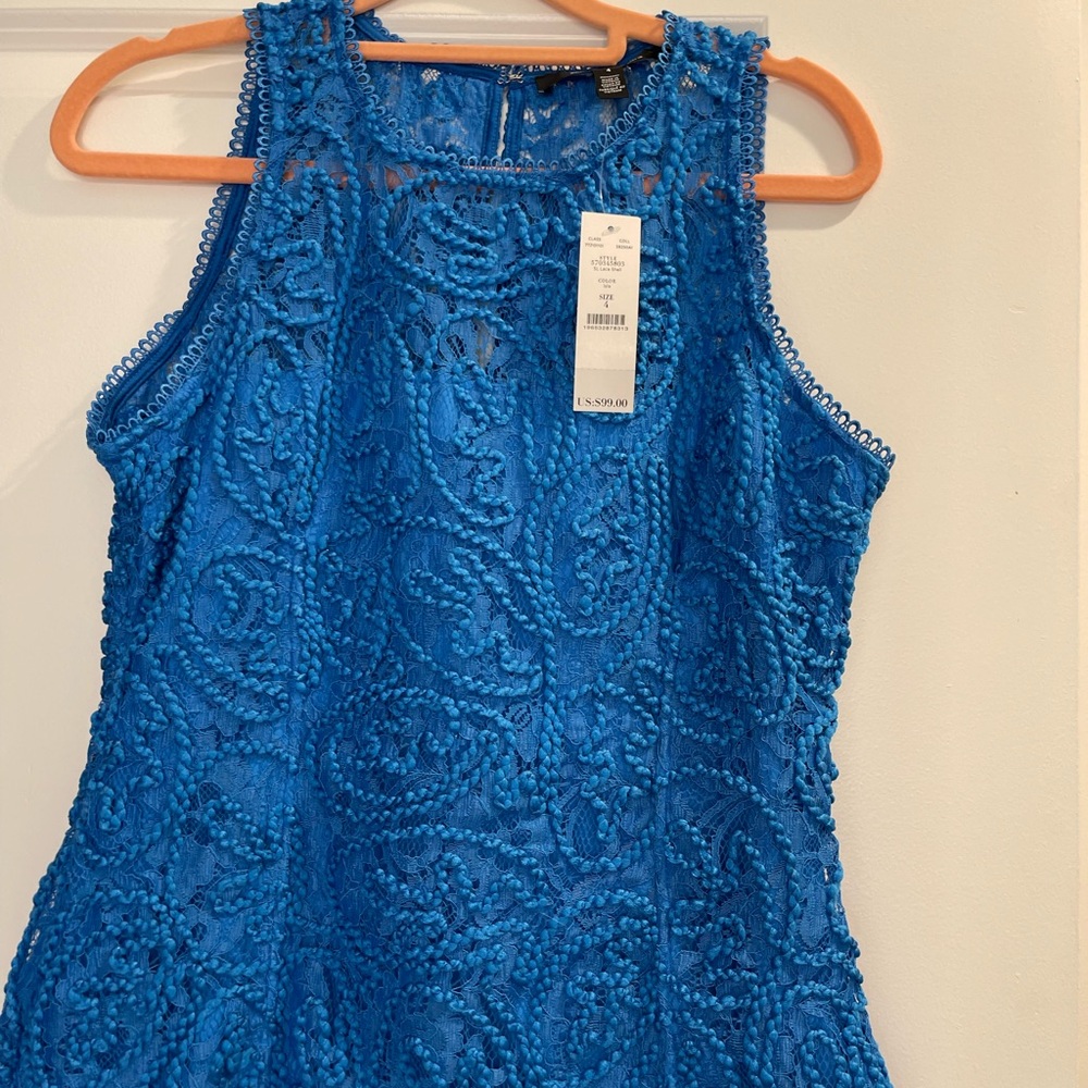 White House Black Market Blue Lace Blouse